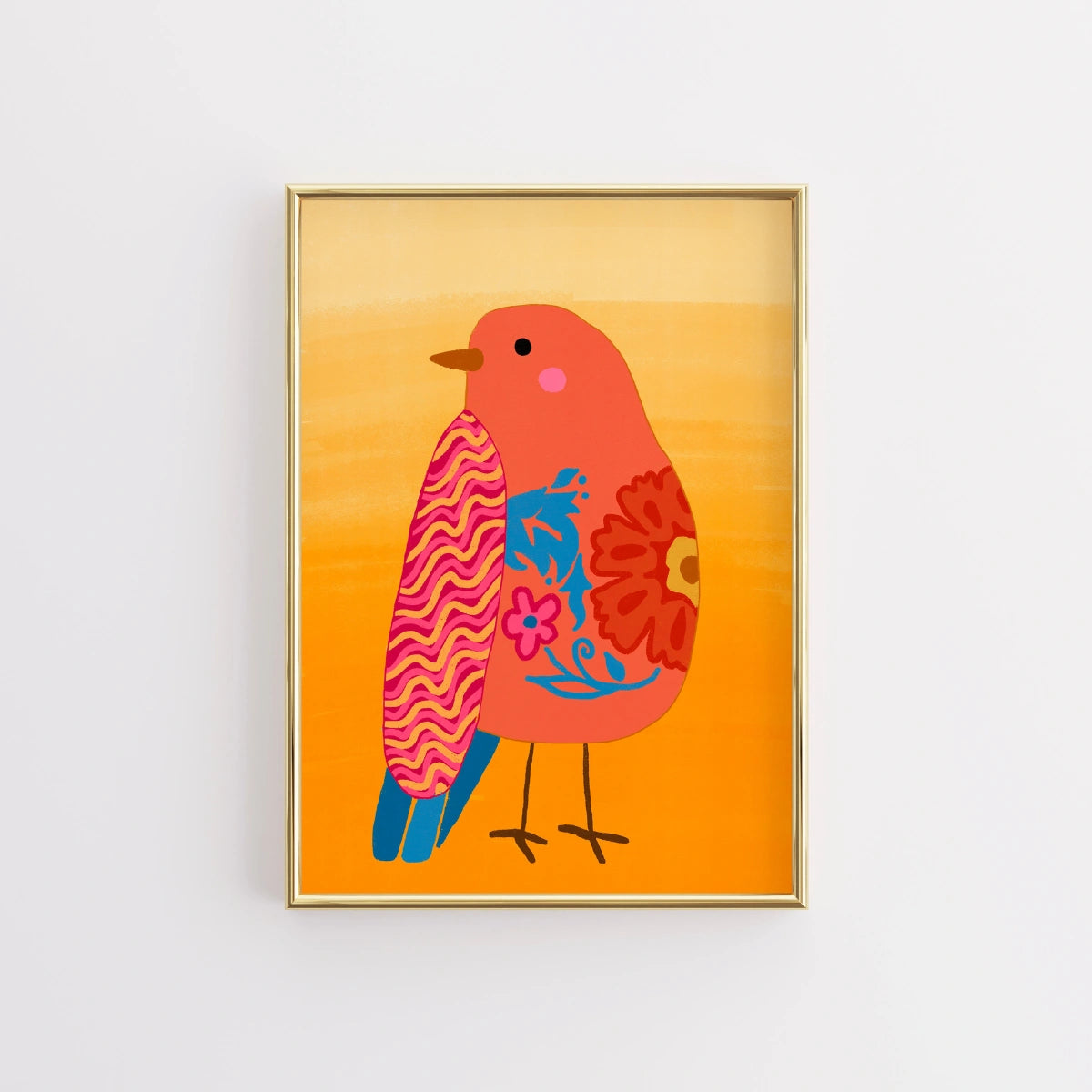 Boho Bird Wall Art – Stampa floreale vibrante di uccelli