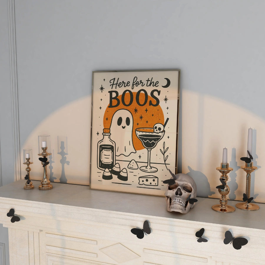 Ecco la stampa Boos: divertente decorazione murale con cocktail di Halloween