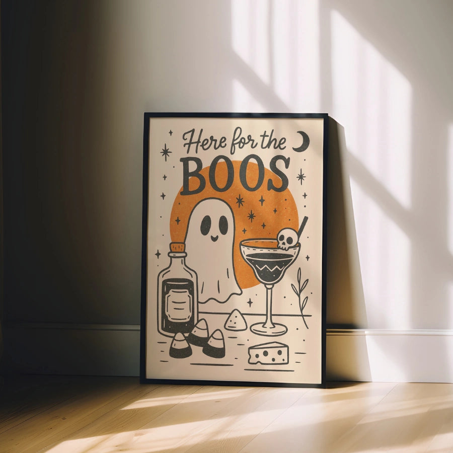 Ecco la stampa Boos: divertente decorazione murale con cocktail di Halloween
