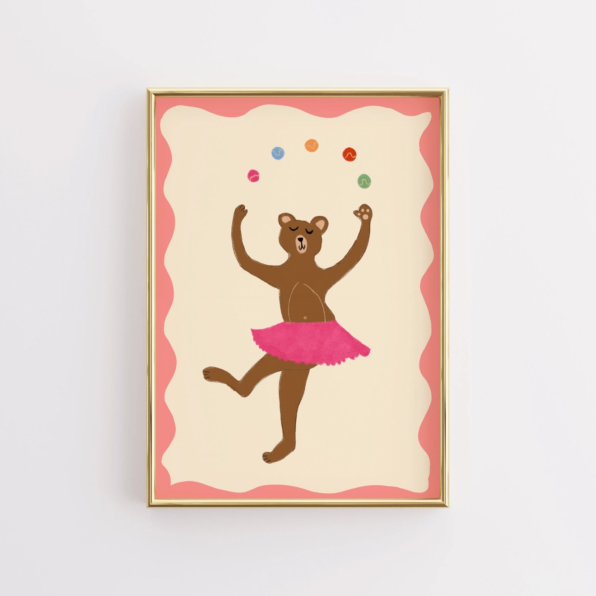 Decorazione murale con orso danzante - Stampa per cameretta con ballerina rosa