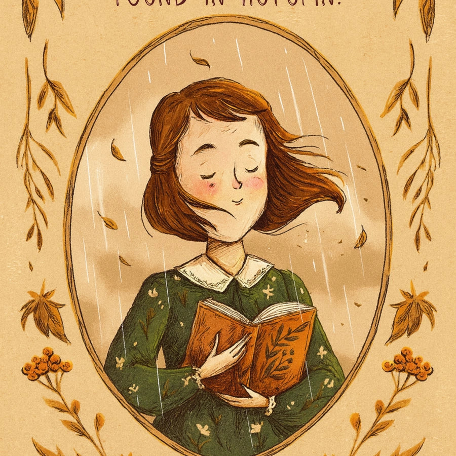 Stampa murale per lettura autunnale - Stampa accogliente per amanti dei libri