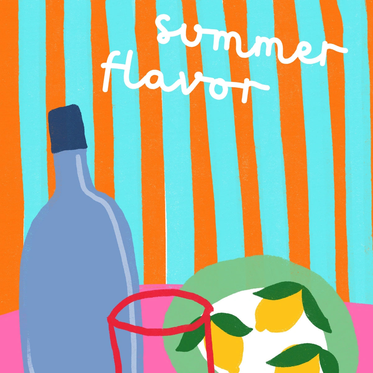 Arte murale dal sapore estivo - Stampa retrò mediterranea