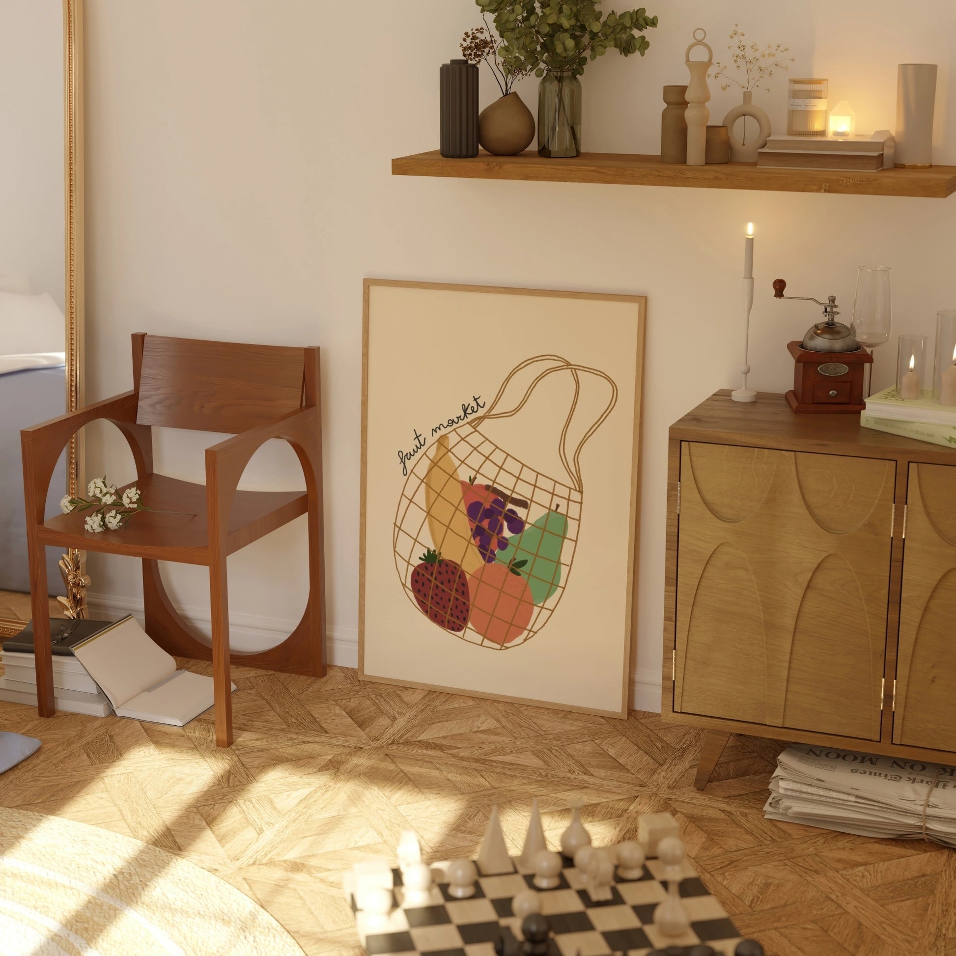 Decorazione murale per la tavola da pranzo italiana – Stampa di pasta, vino e cucina