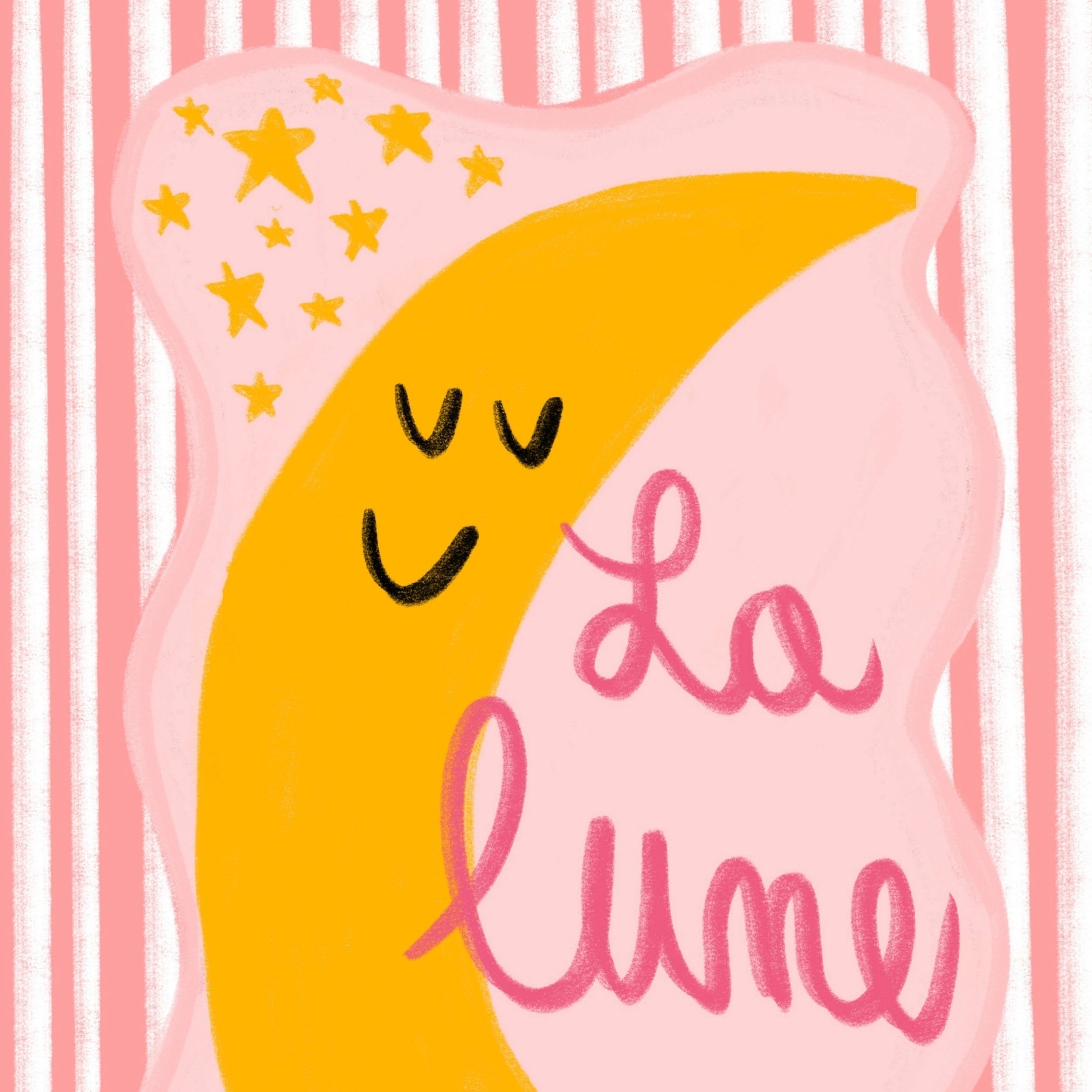 La Lune French Moon Wall Art - Stampa rosa per cameretta dei bambini