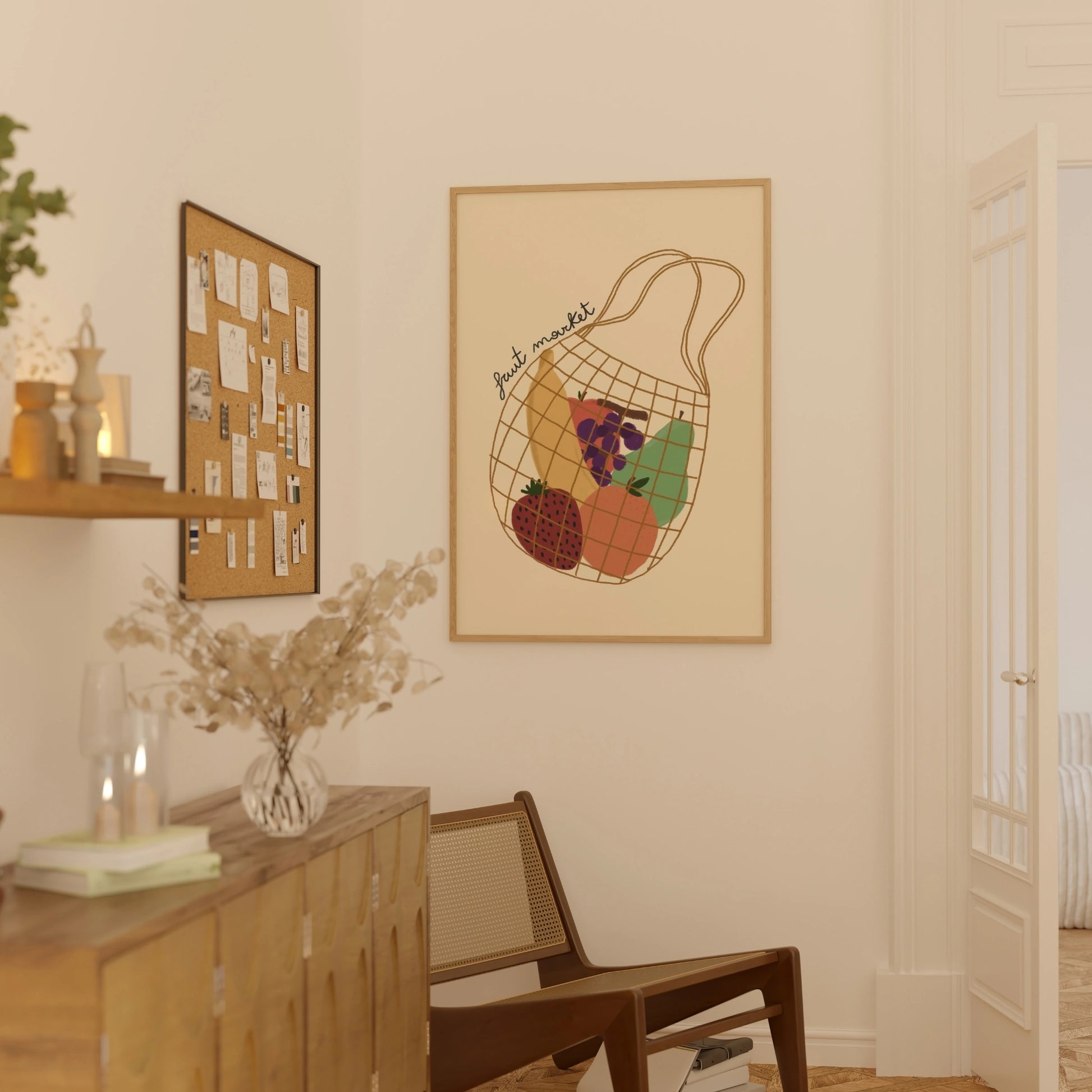 Decorazione murale per la tavola da pranzo italiana – Stampa di pasta, vino e cucina