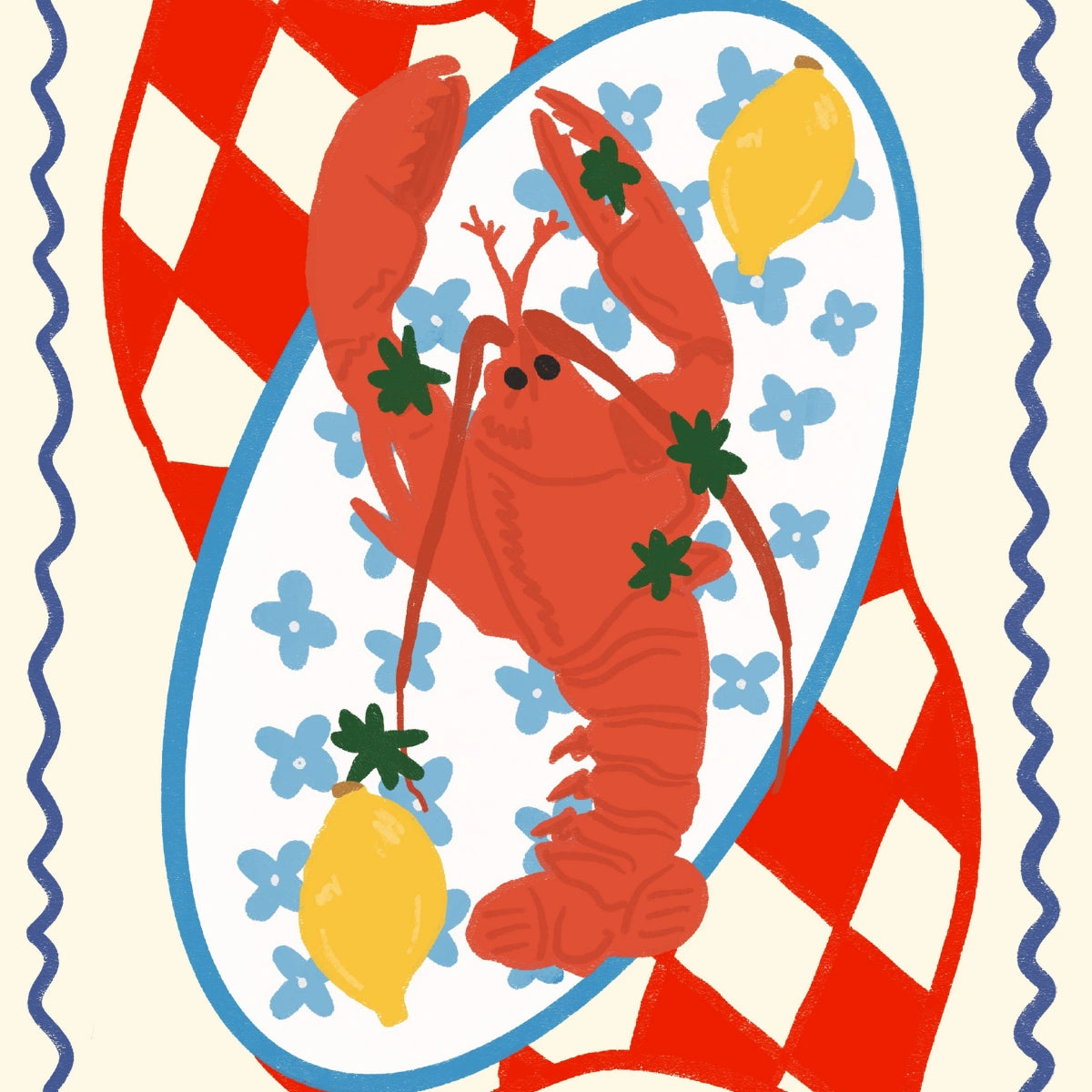 Lobster Wall Art - Poster retrò di frutti di mare