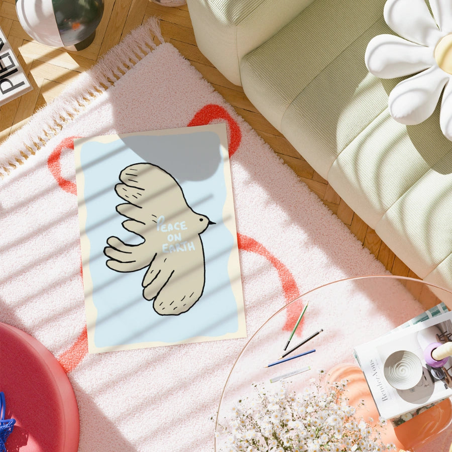 Pace sulla Terra - Arte murale cristiana - Stampa minimalista di colomba