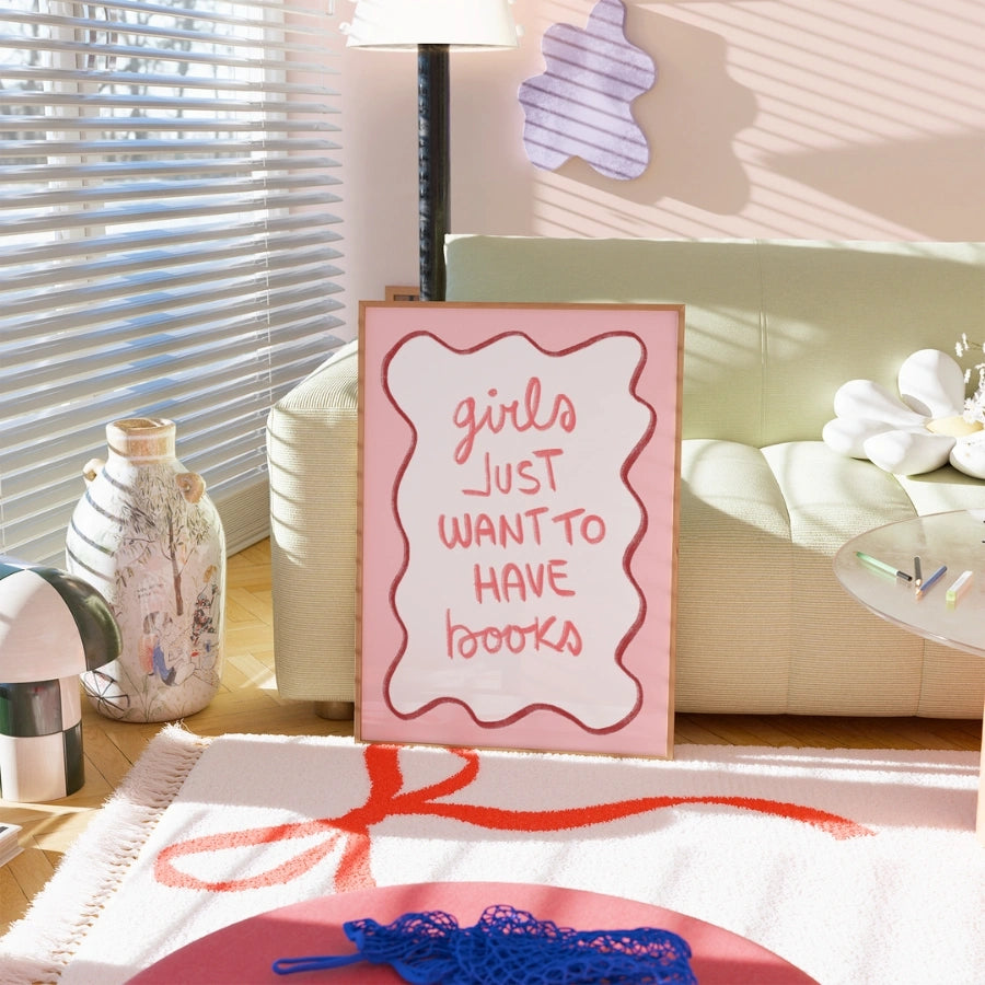 Le ragazze vogliono solo avere libri – Arte murale libresca