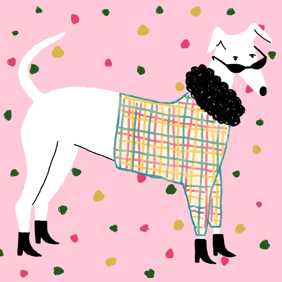 Stampa per cameretta dei bambini con cane alla moda: simpatica decorazione murale con animali per bambini