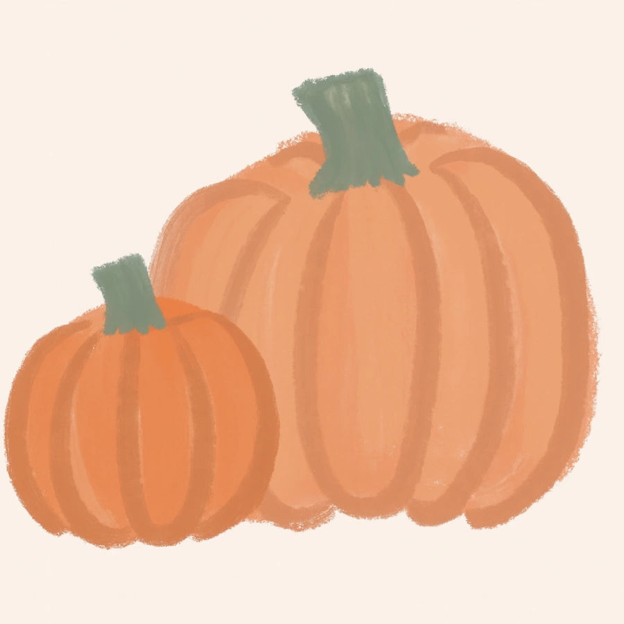 Pumpkin Duo Wall Art - Stampa minimalista del raccolto autunnale