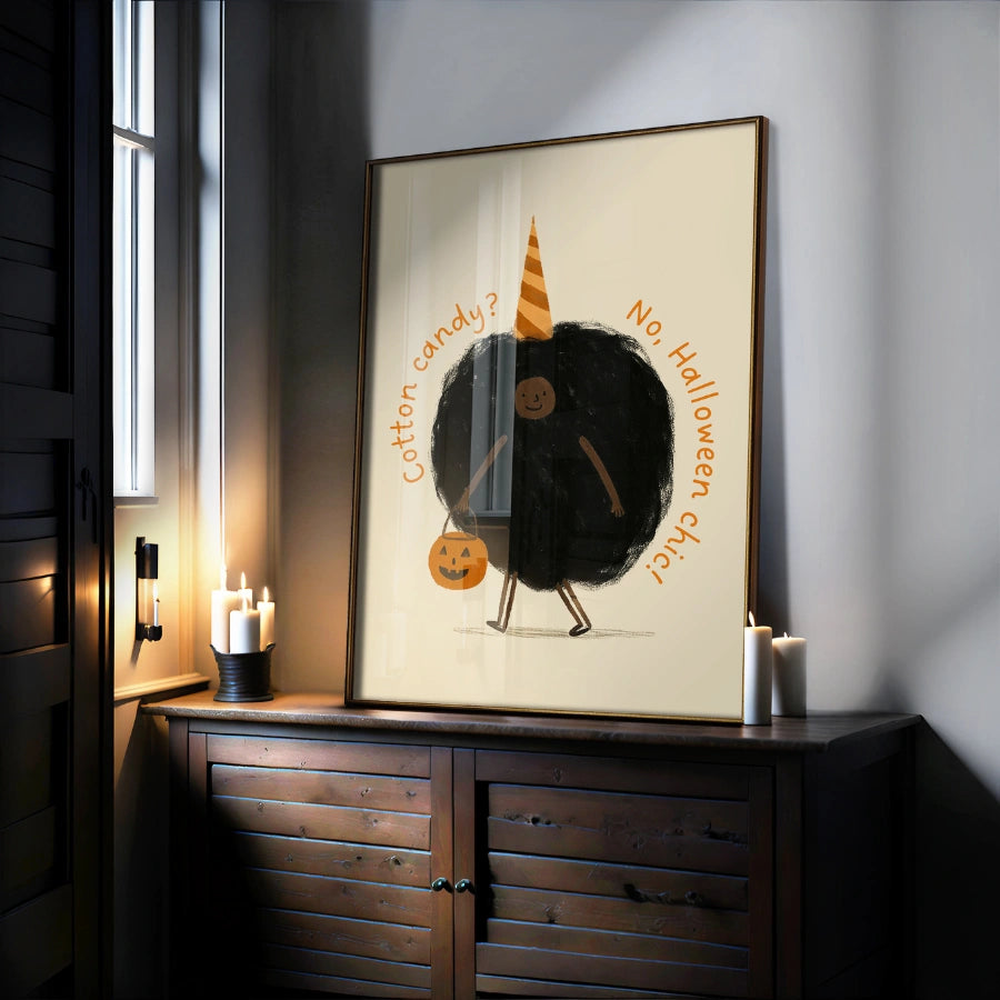 Divertente stampa chic di Halloween – Decorazione murale in costume di zucchero filato
