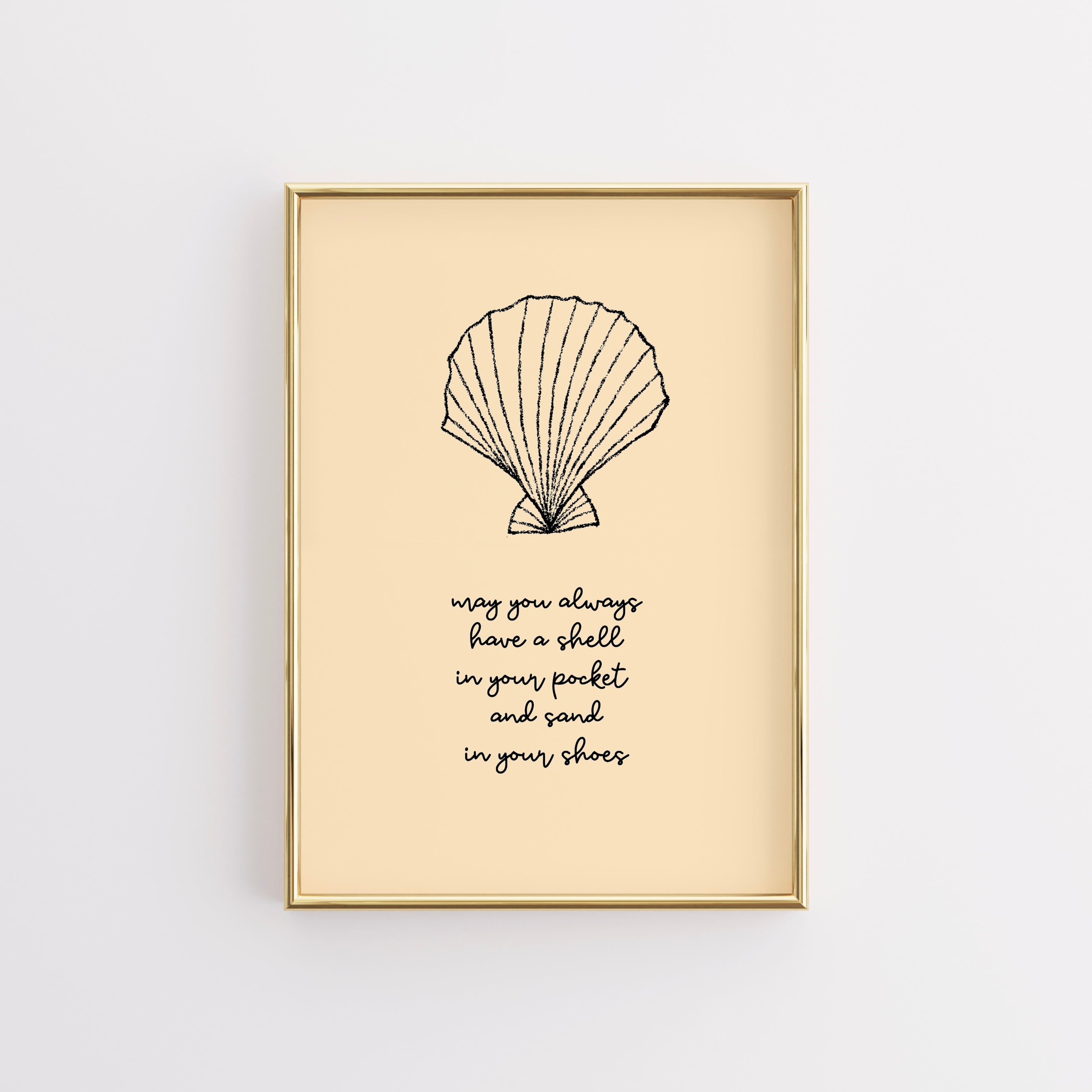 Decorazione murale con conchiglie gialle - Stampa costiera alla moda