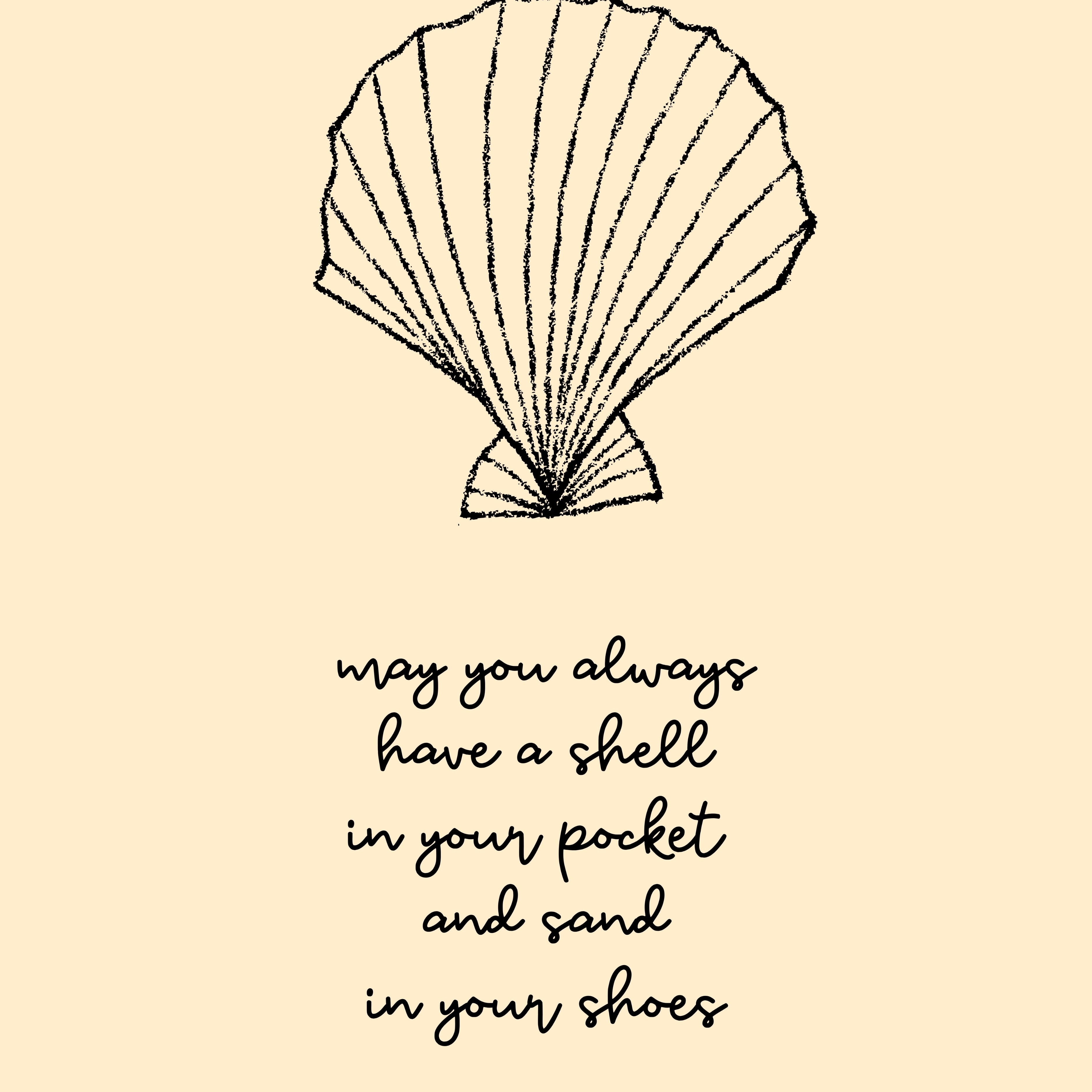 Decorazione murale con conchiglie gialle - Stampa costiera alla moda