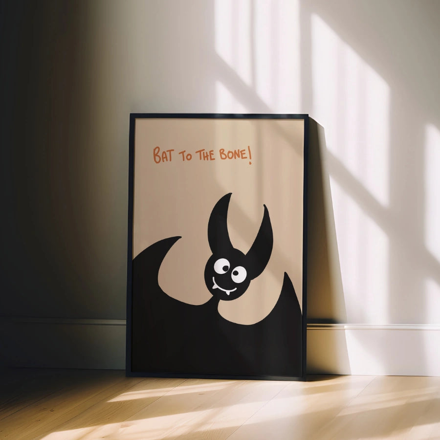 Divertente stampa di Halloween con pipistrello - Arte murale con pipistrello fino all'osso