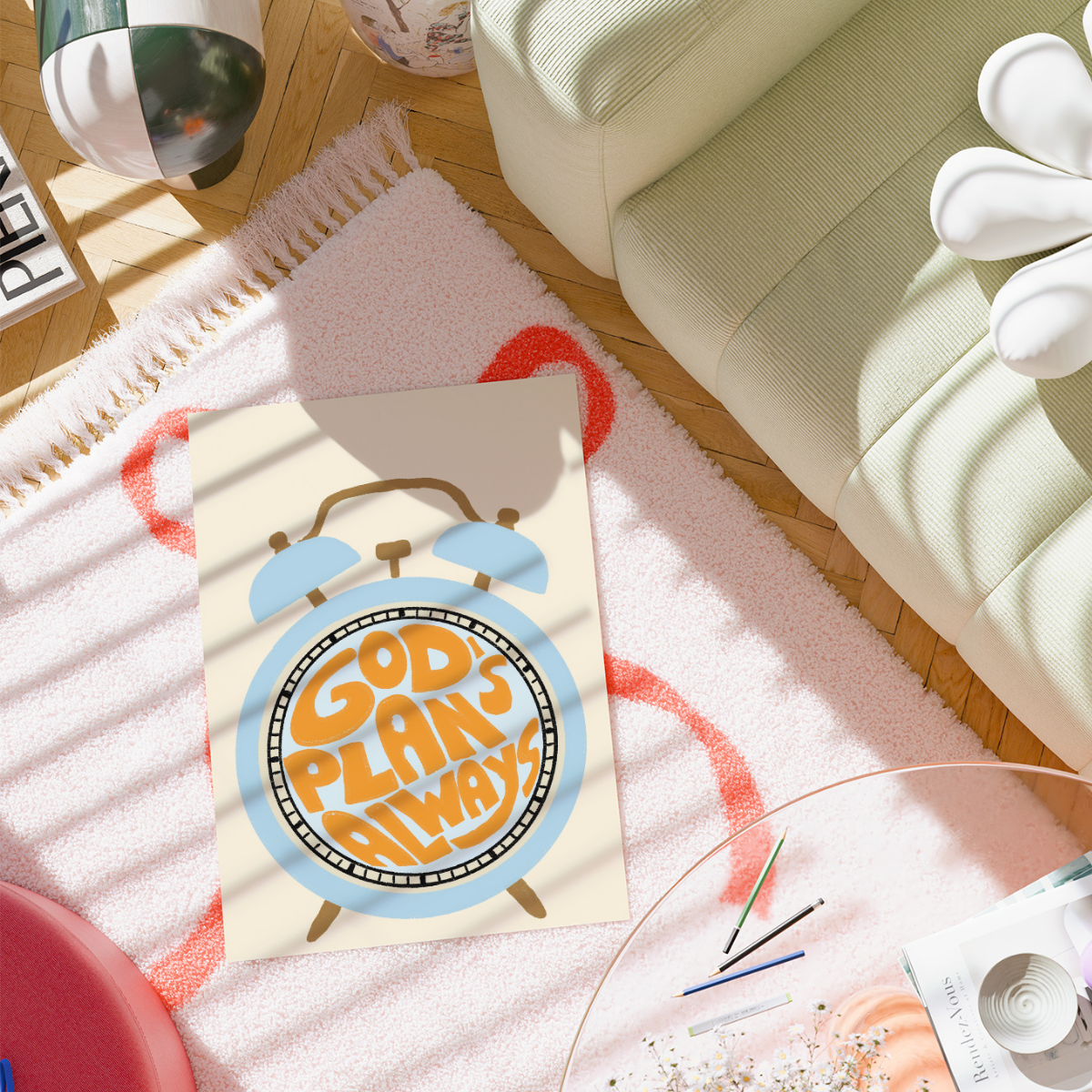 Il piano di Dio sempre stampato – Arte murale cristiana retrò