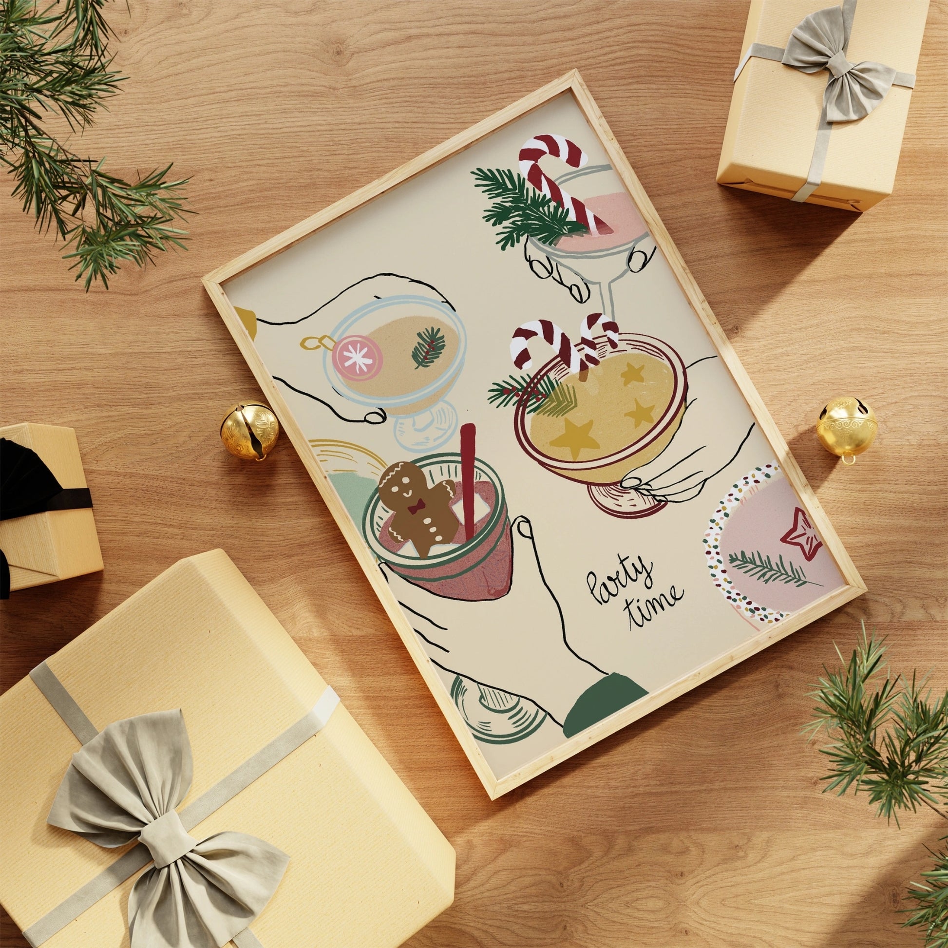 Stampa natalizia con vischio