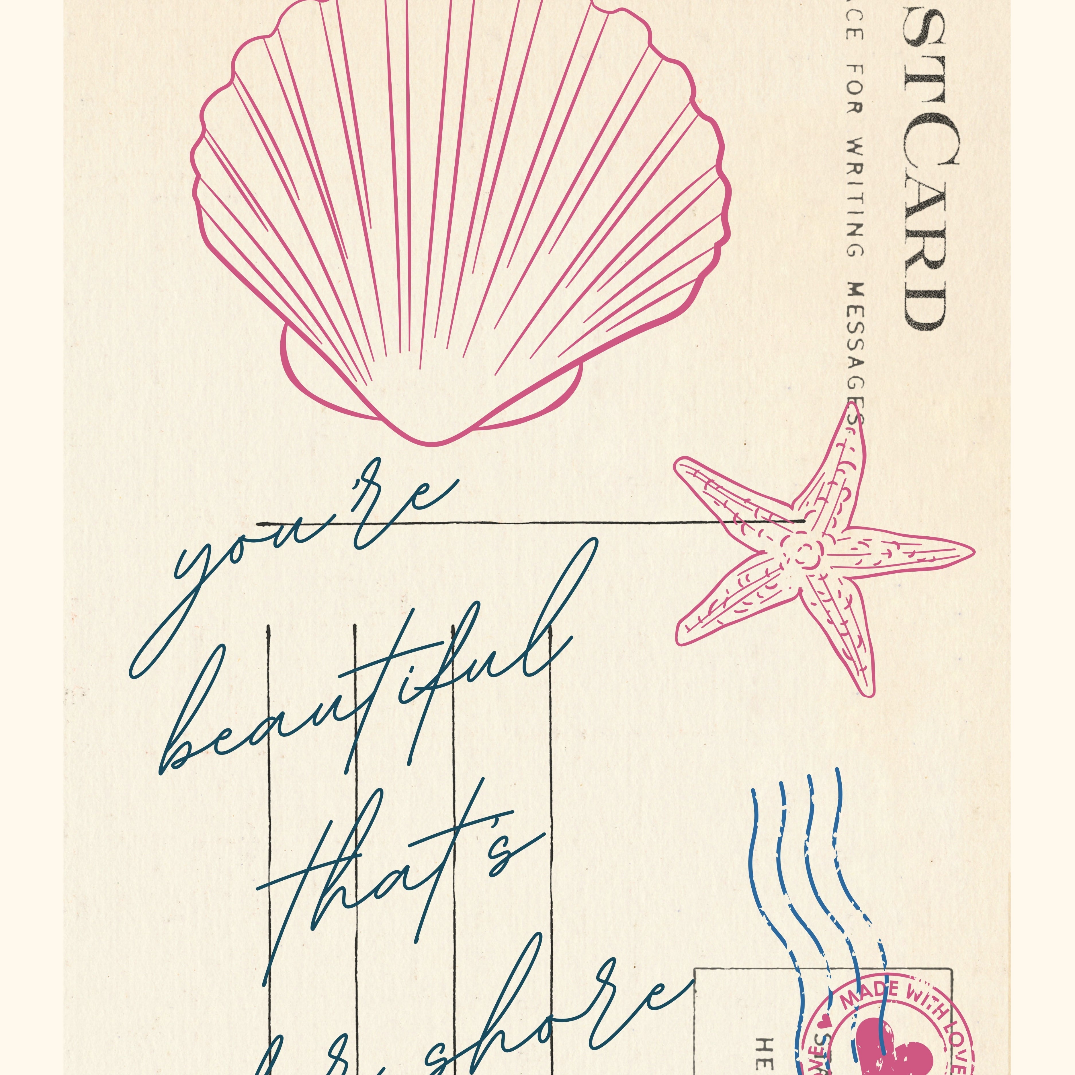 Cartolina estiva da parete - Stampa costiera alla moda