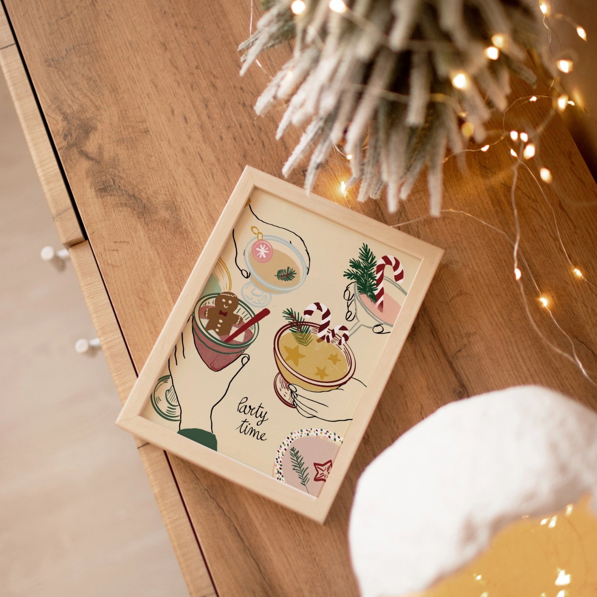 Stampa natalizia con vischio