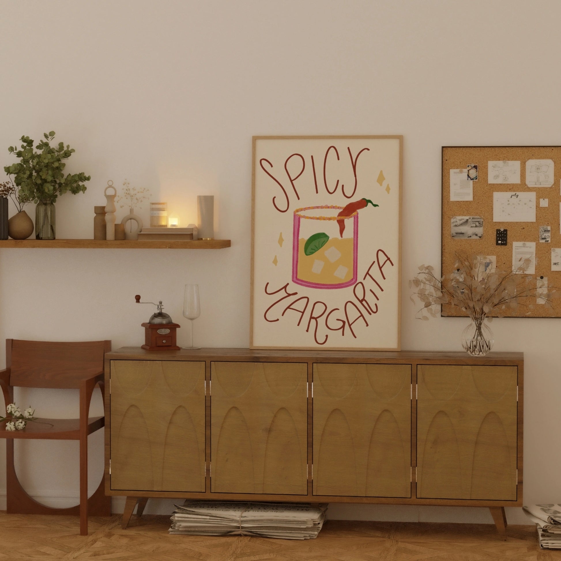 Decorazione murale per la tavola da pranzo italiana – Stampa di pasta, vino e cucina