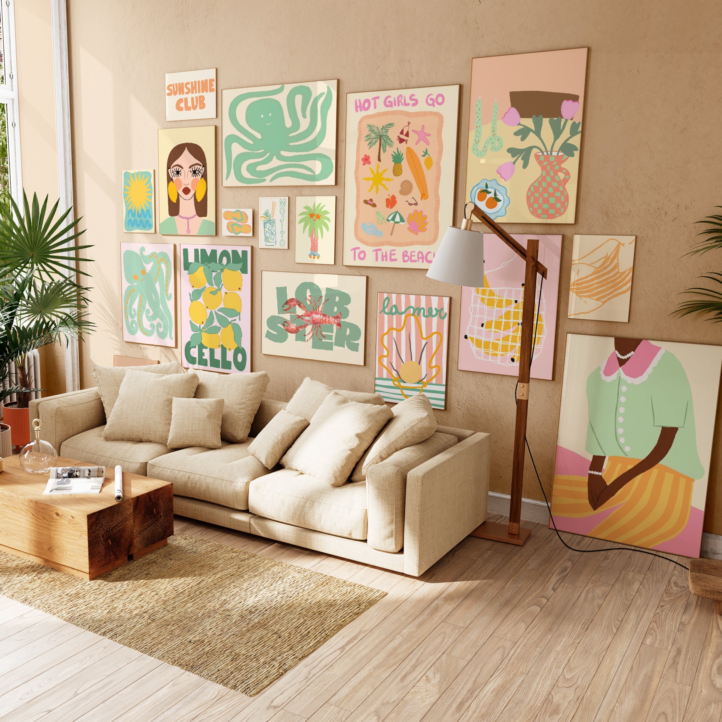 Decorazioni costiere pastello fatte a mano, oltre 130 stampe