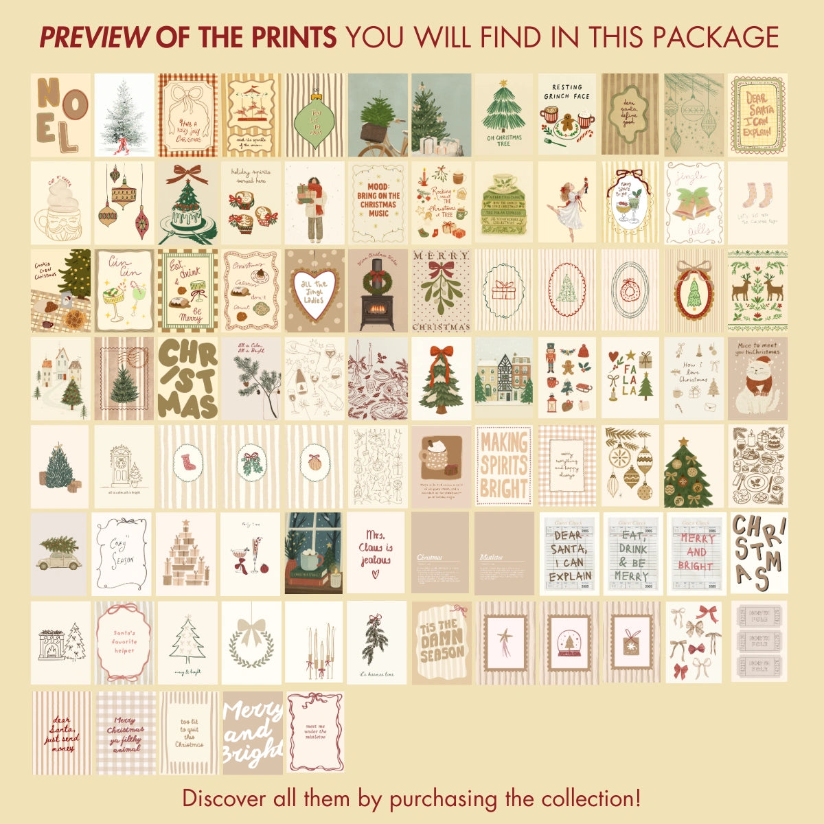 Decorazioni natalizie accoglienti fatte a mano, oltre 100 stampe