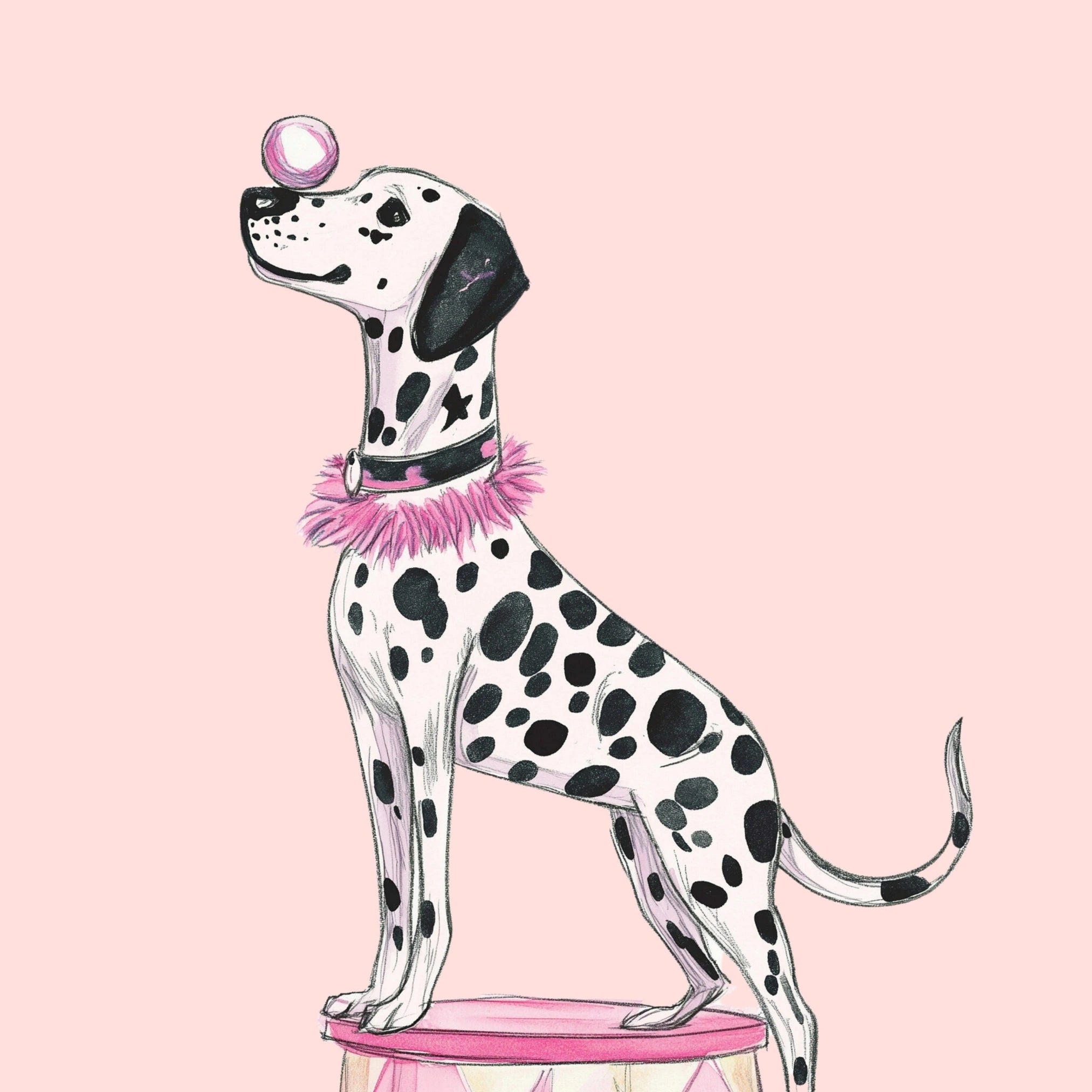 Decorazione murale a tema circo dalmata - Decorazione per la stanza del cane rosa