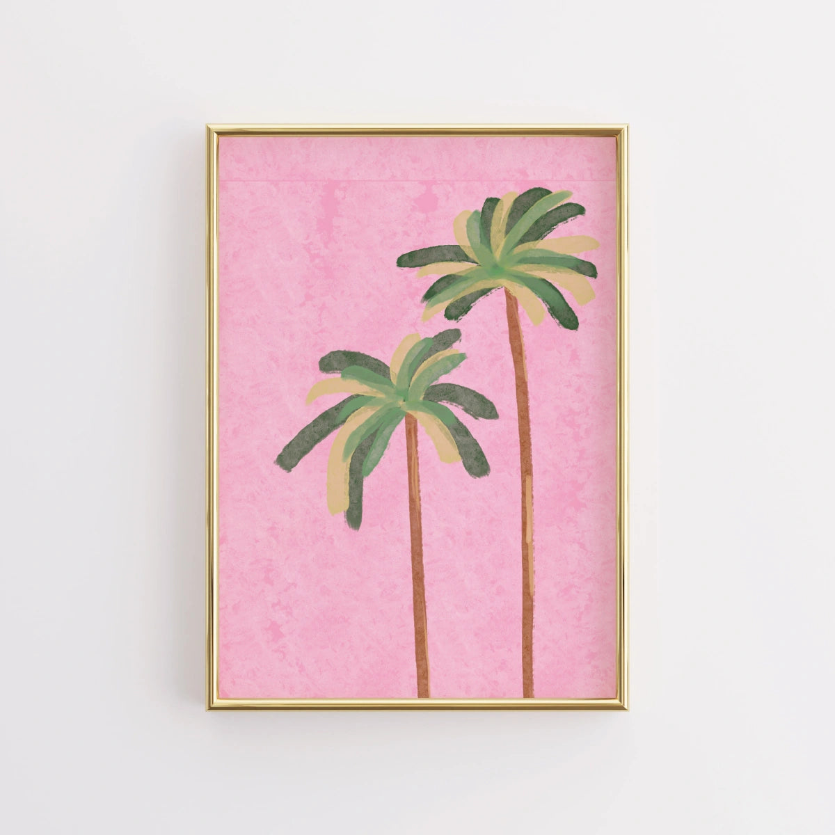 Stampa artistica da parete con palma - Decorazione tropicale rosa