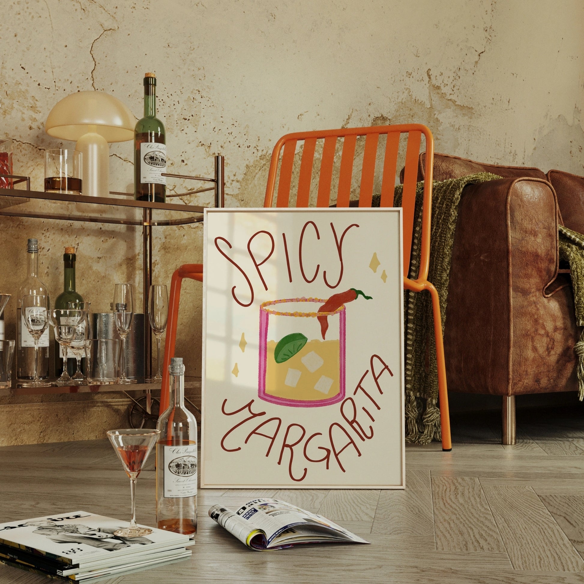 Decorazione murale per la tavola da pranzo italiana – Stampa di pasta, vino e cucina