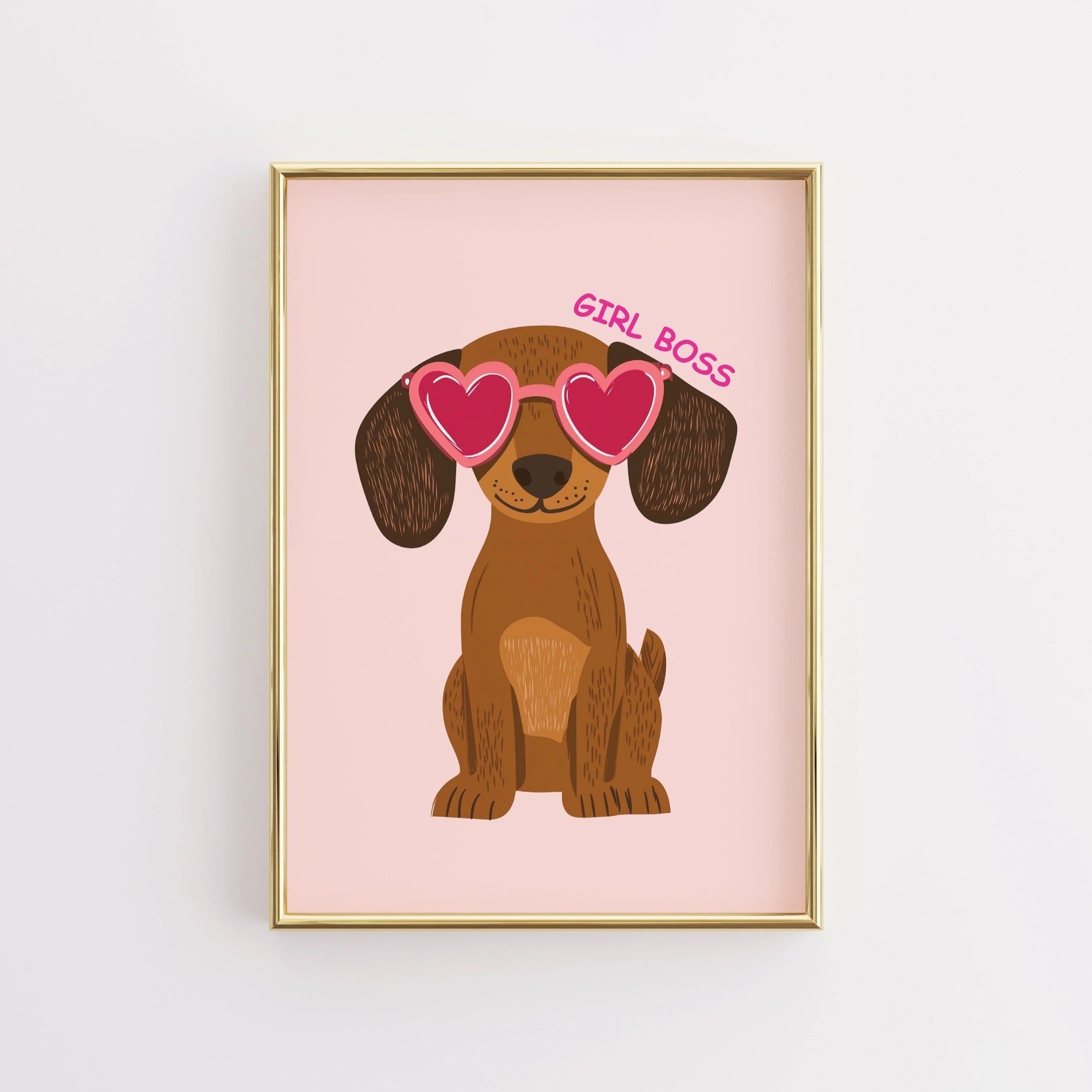 Girl Boss Dog Wall Art - Poster con cucciolo rosa