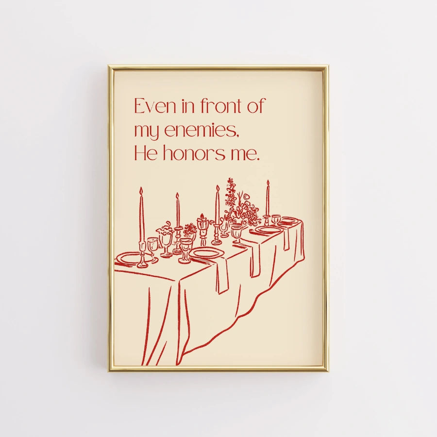 Stampa del versetto biblico "Mi onora" - Decorazione da tavolo per nemici cristiani