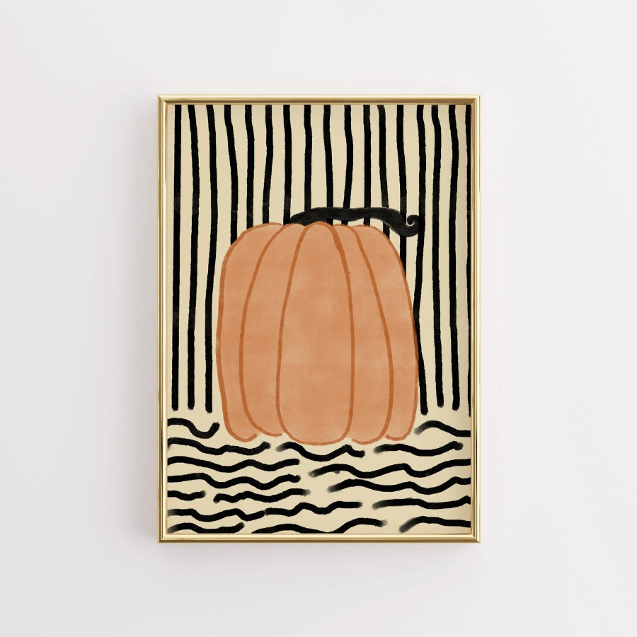 Moderna stampa murale con zucca – Stampa autunnale minimalista