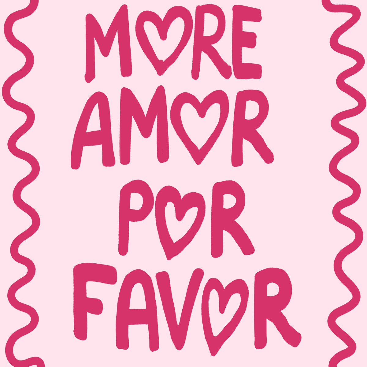Altro Amor Por Favor Wall Art – Poster d'amore rosa intenso