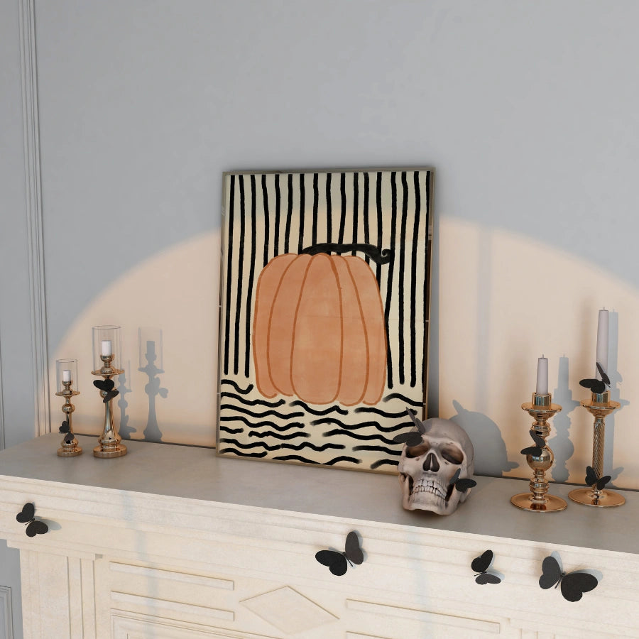 Moderna stampa murale con zucca – Stampa autunnale minimalista