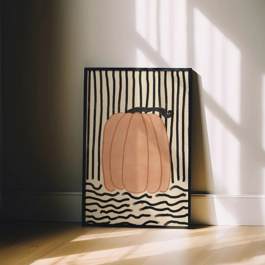 Moderna stampa murale con zucca – Stampa autunnale minimalista