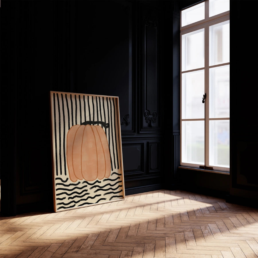 Moderna stampa murale con zucca – Stampa autunnale minimalista