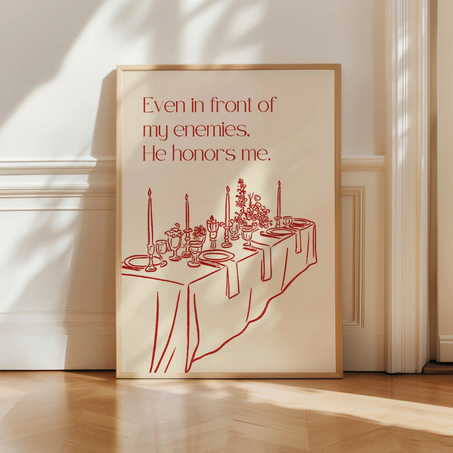 Stampa del versetto biblico "Mi onora" - Decorazione da tavolo per nemici cristiani