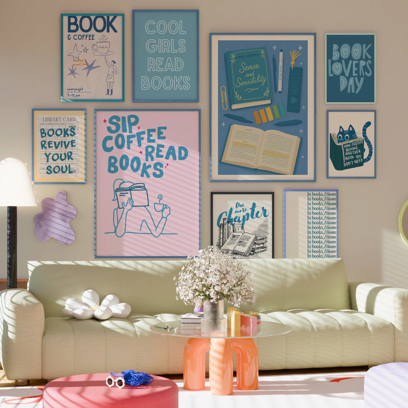 Decorazioni blu fatte a mano, oltre 100 stampe