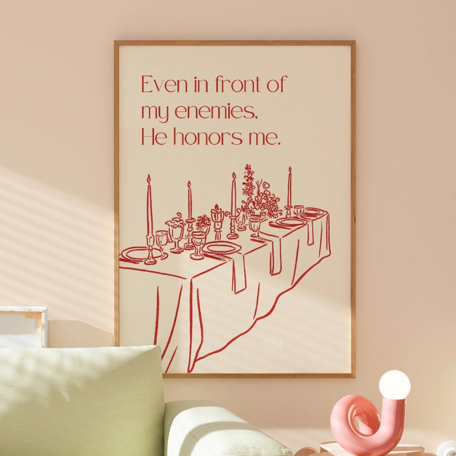 Stampa del versetto biblico "Mi onora" - Decorazione da tavolo per nemici cristiani