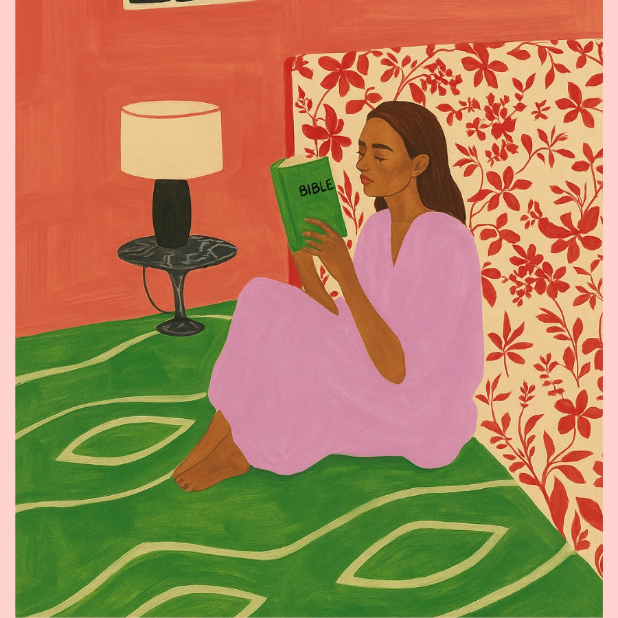 Arte murale "Bibbia prima del telefono" - Stampa cristiana sulla routine mattutina