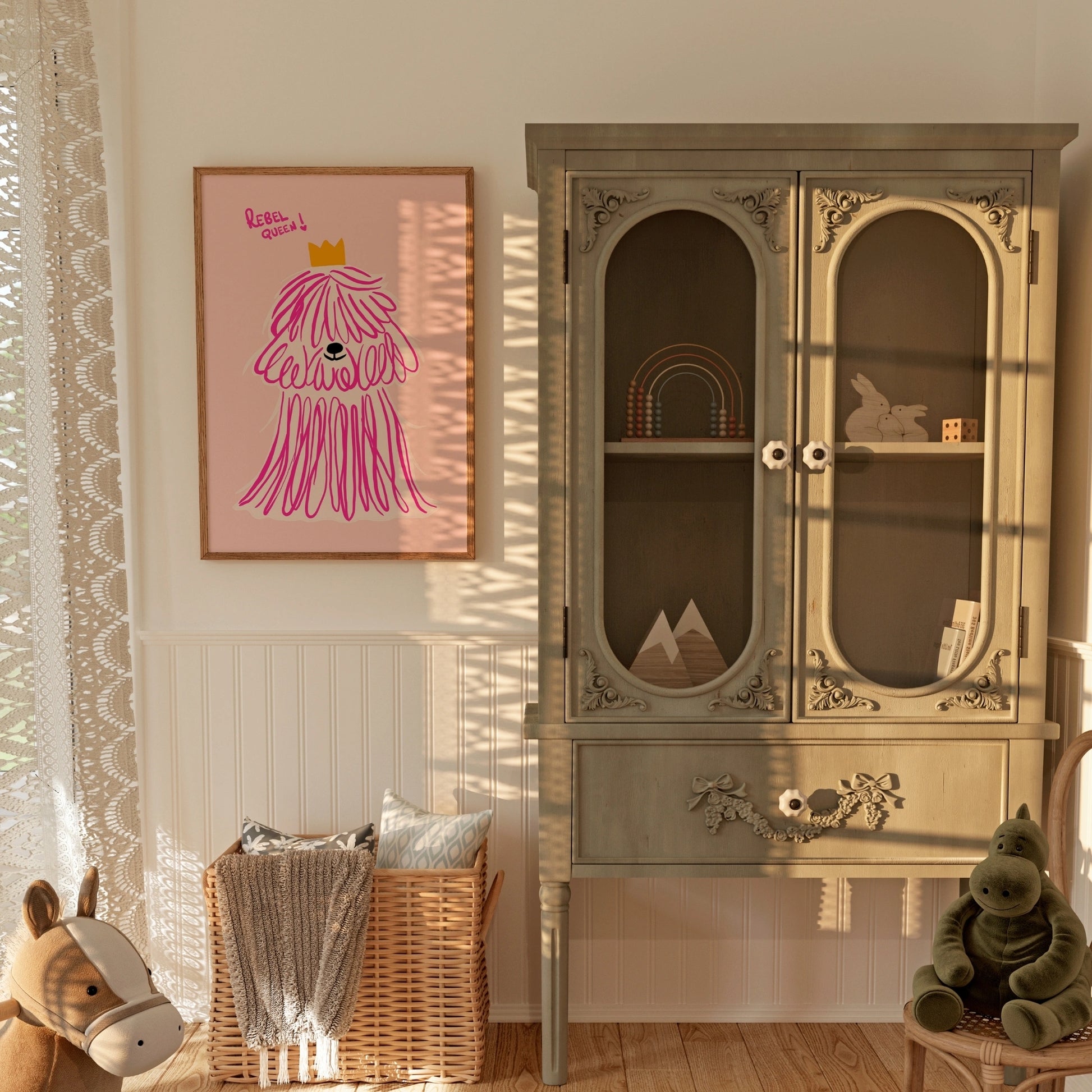 Poster murale con cane Rebel Queen - Barboncino rosa