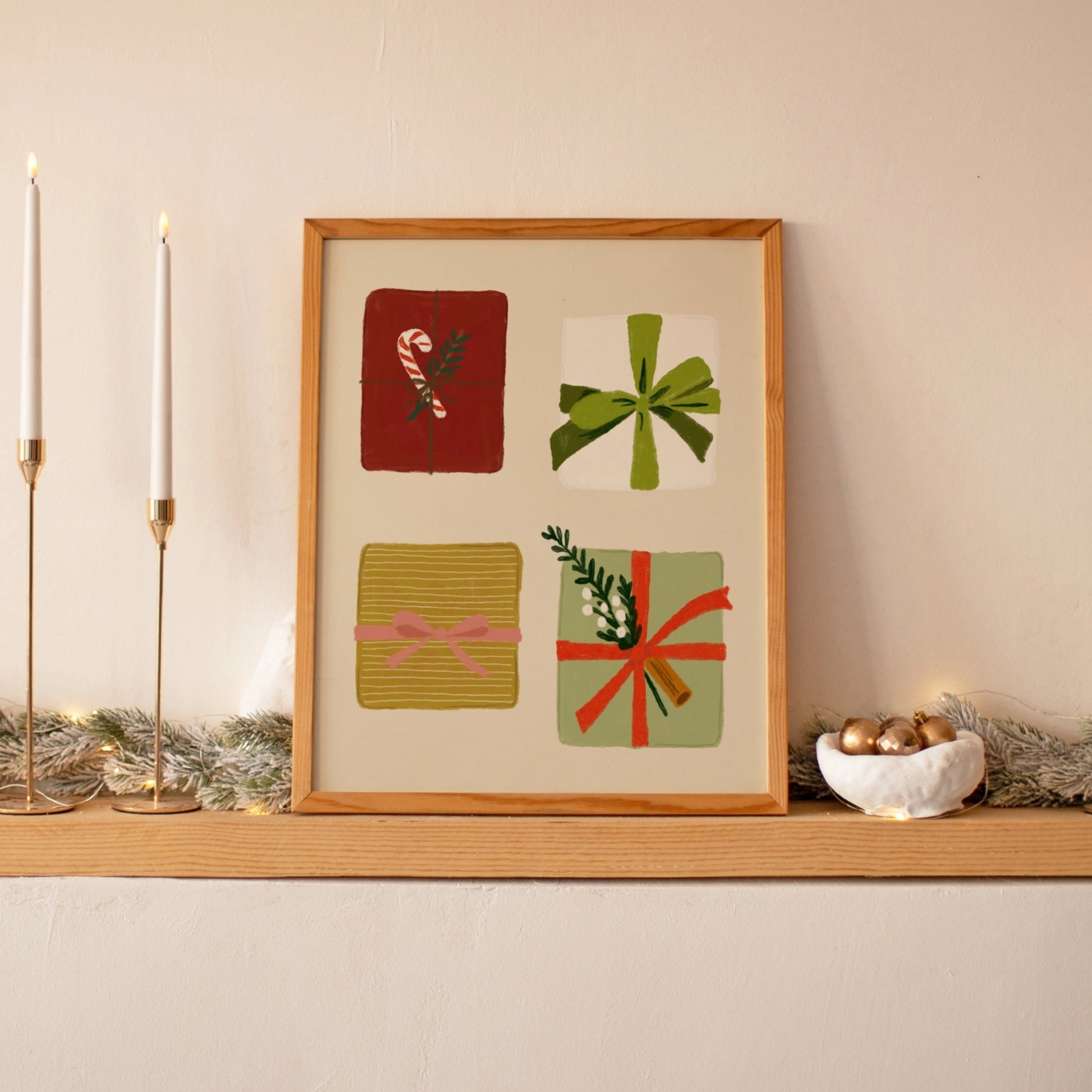 Stampa natalizia con vischio