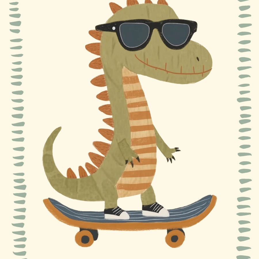 Fantastica arte con skateboard di dinosauri - Poster per cameretta dei dinosauri