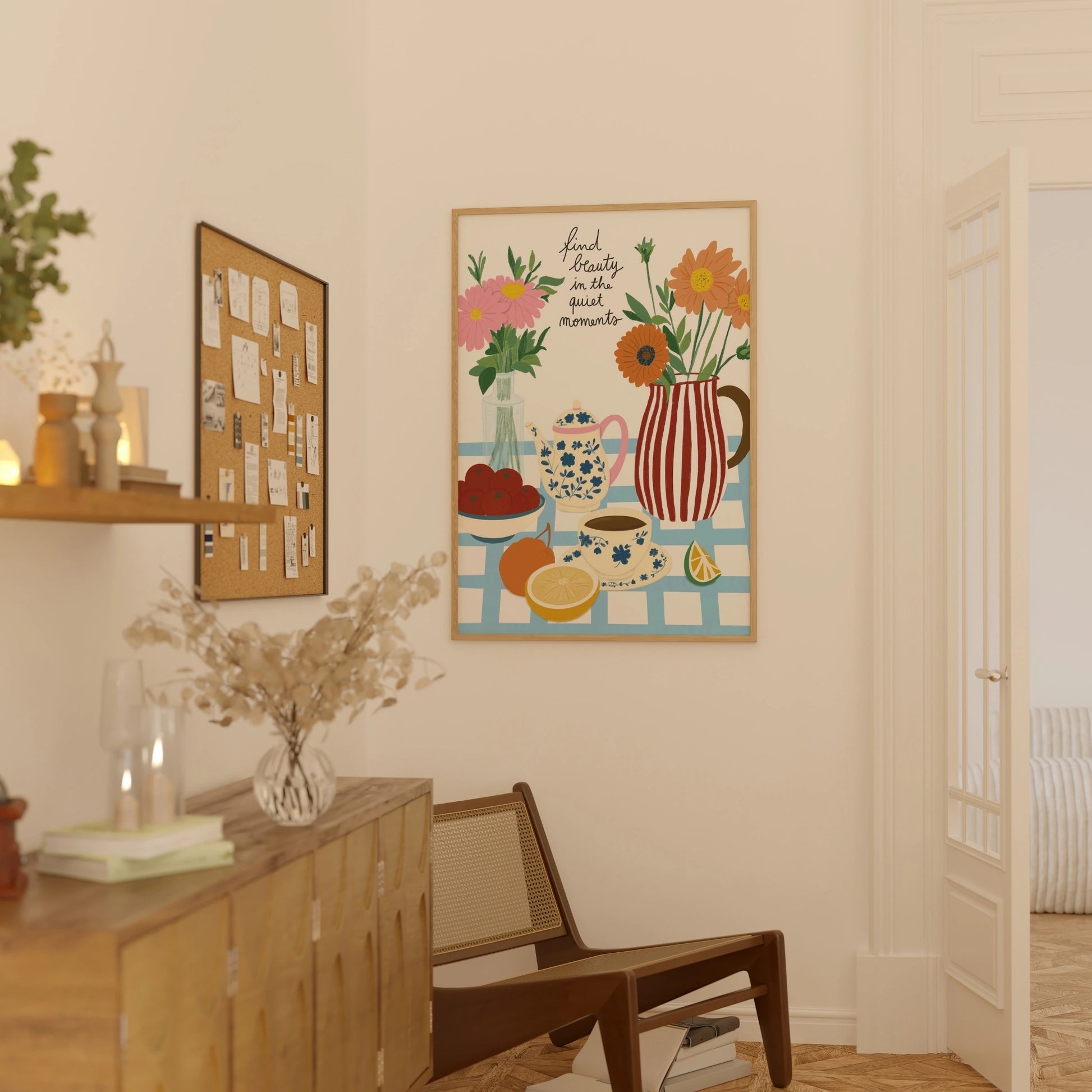 Decorazione murale per la tavola da pranzo italiana – Stampa di pasta, vino e cucina