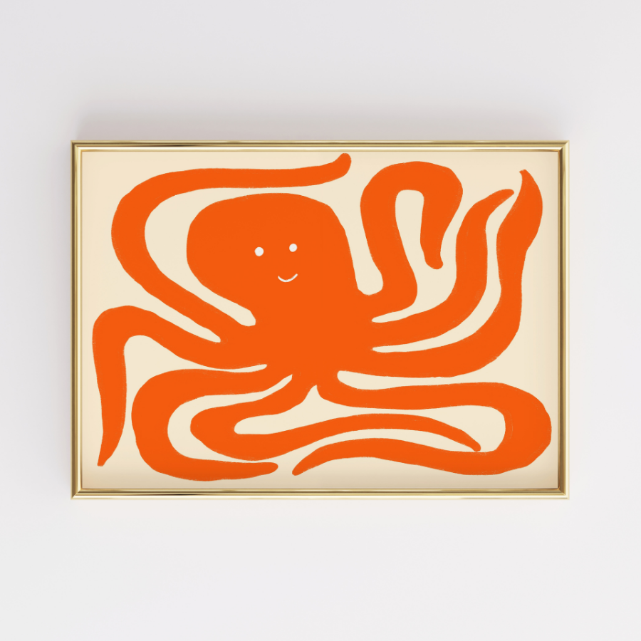 Octopus Wall Art – Stampa costiera giocosa