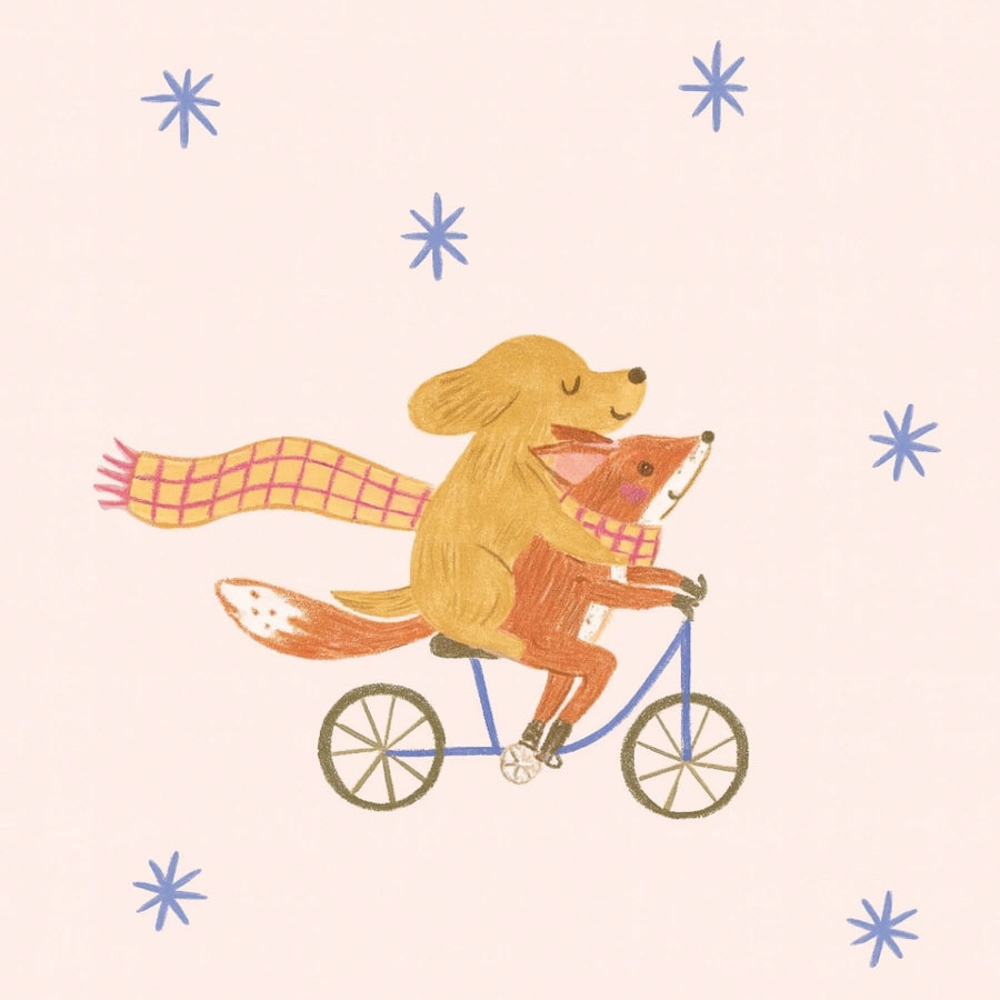 Stampa per cameretta di cani e volpi - Arte murale con simpatici amici animali