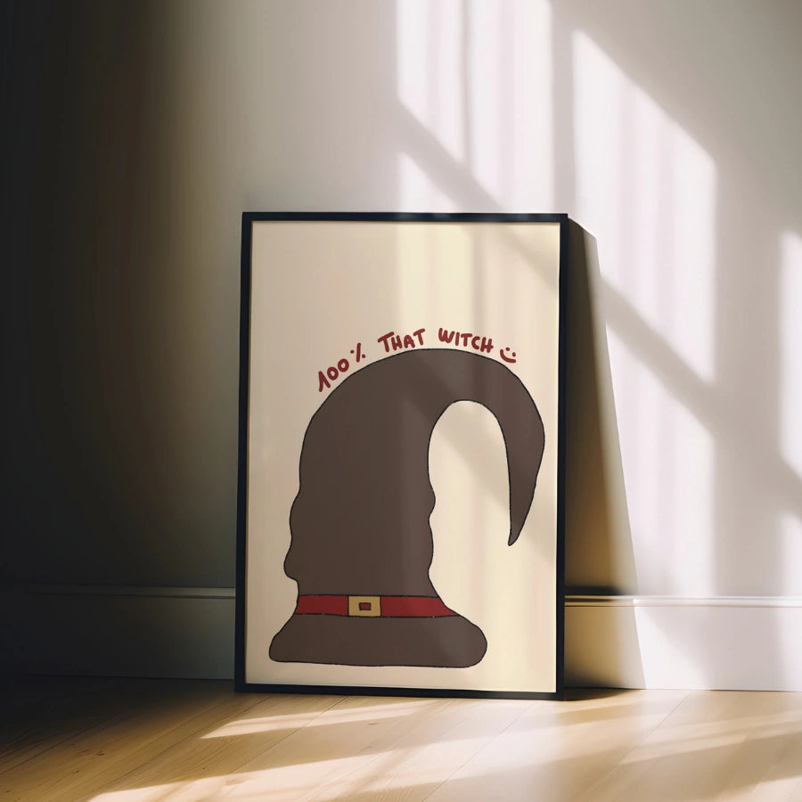 Stampa di Halloween con cappello da strega - Divertente decorazione murale