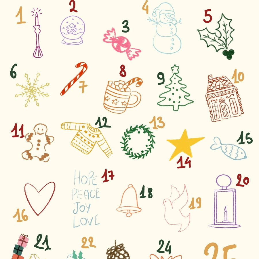 25 piccoli momenti di allegria – Calendario dell'Avvento minimalista da parete