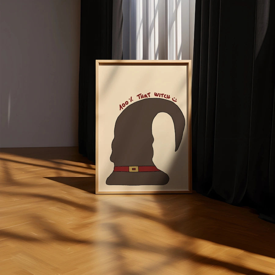 Stampa di Halloween con cappello da strega - Divertente decorazione murale