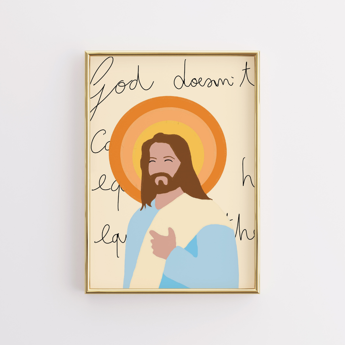 Dio ti chiama: divertente e alla moda decorazione murale di Gesù