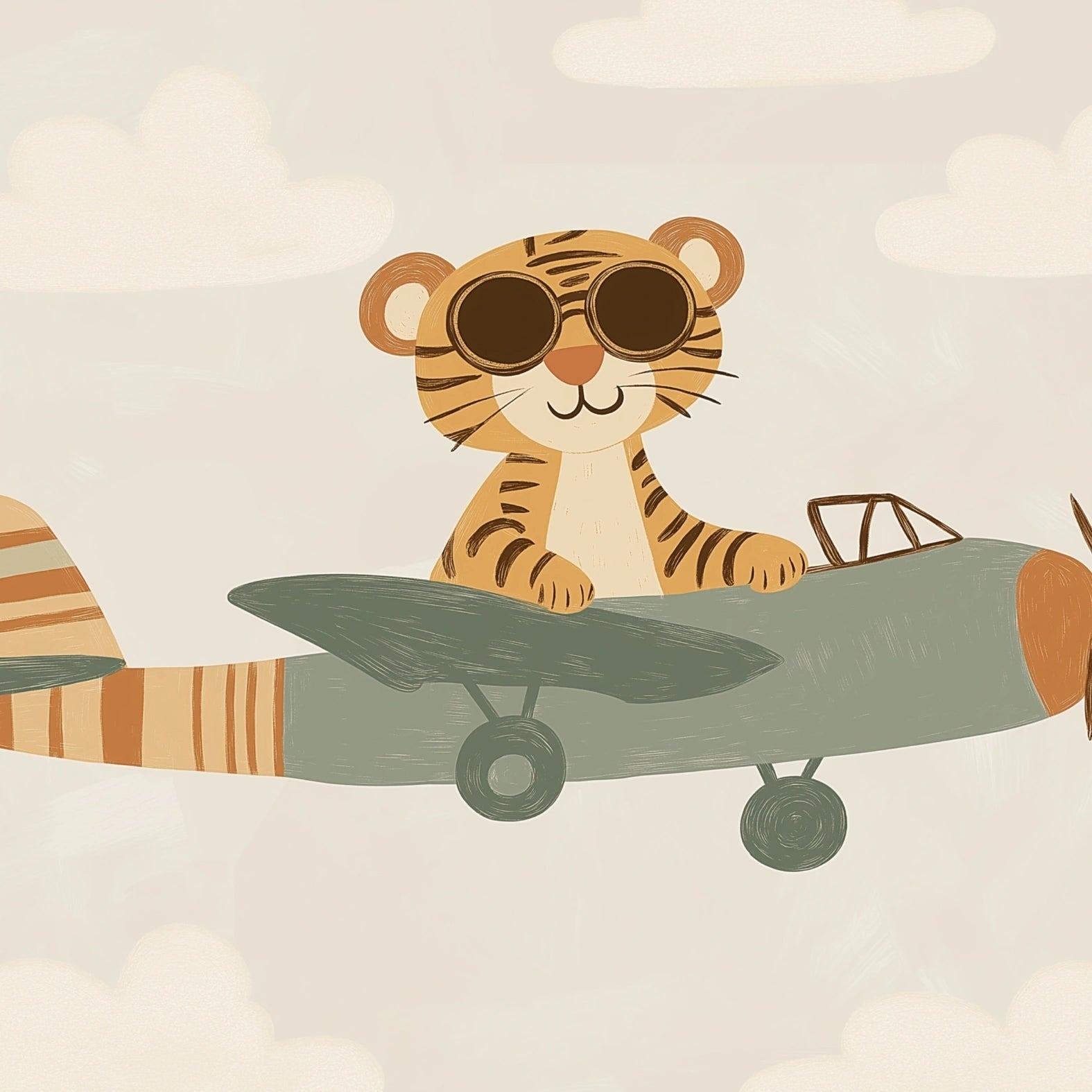 Stampa per bambini Tiger Pilot